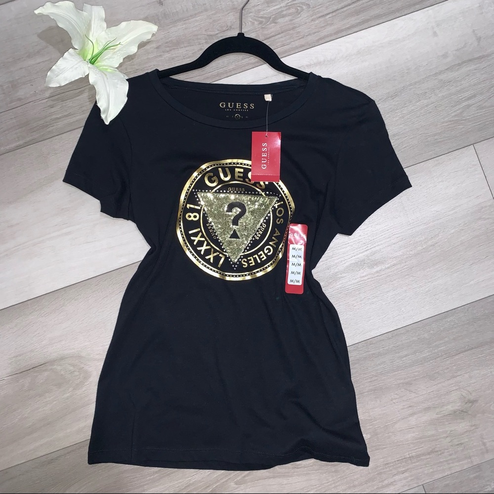 GUESS short Sleeve sequin logo
